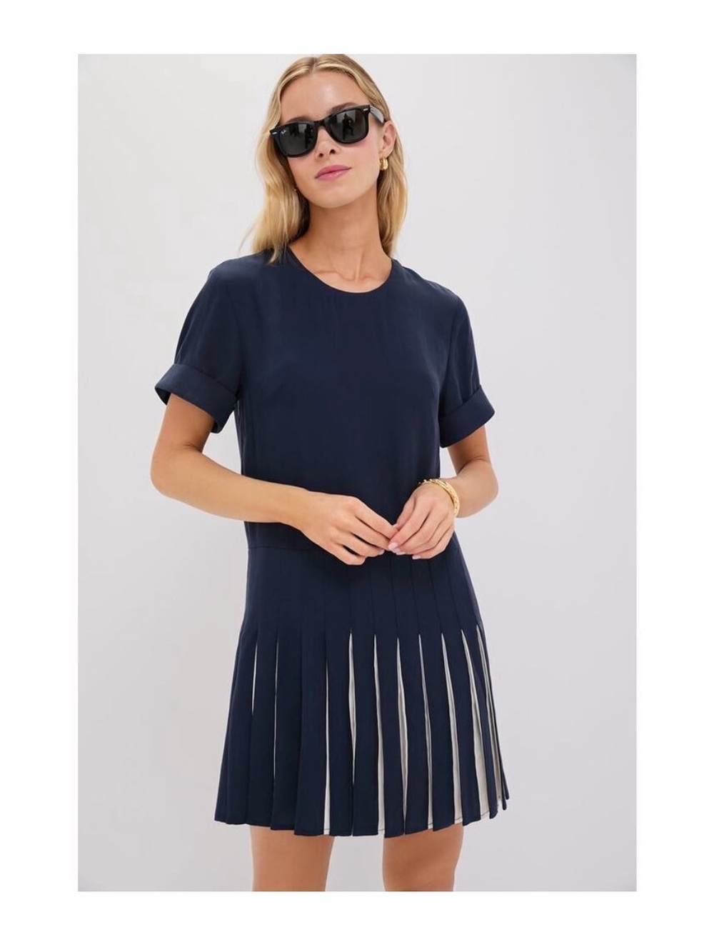 NWT Tuckernuck Navy Pleated Liza Short Sleeve Dress XL